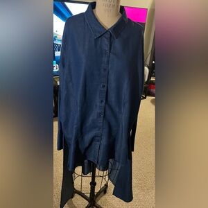 Ashley Stewart Jean button down high low Shirt Women's Size 26